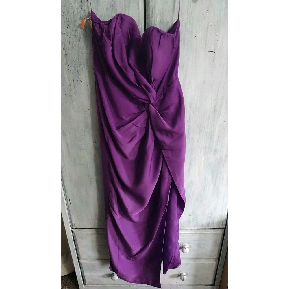 Fashion Nova Strapless Purple Maxi Side Slit Dress Nwt Purple Y2K City - Picture 2 of 14